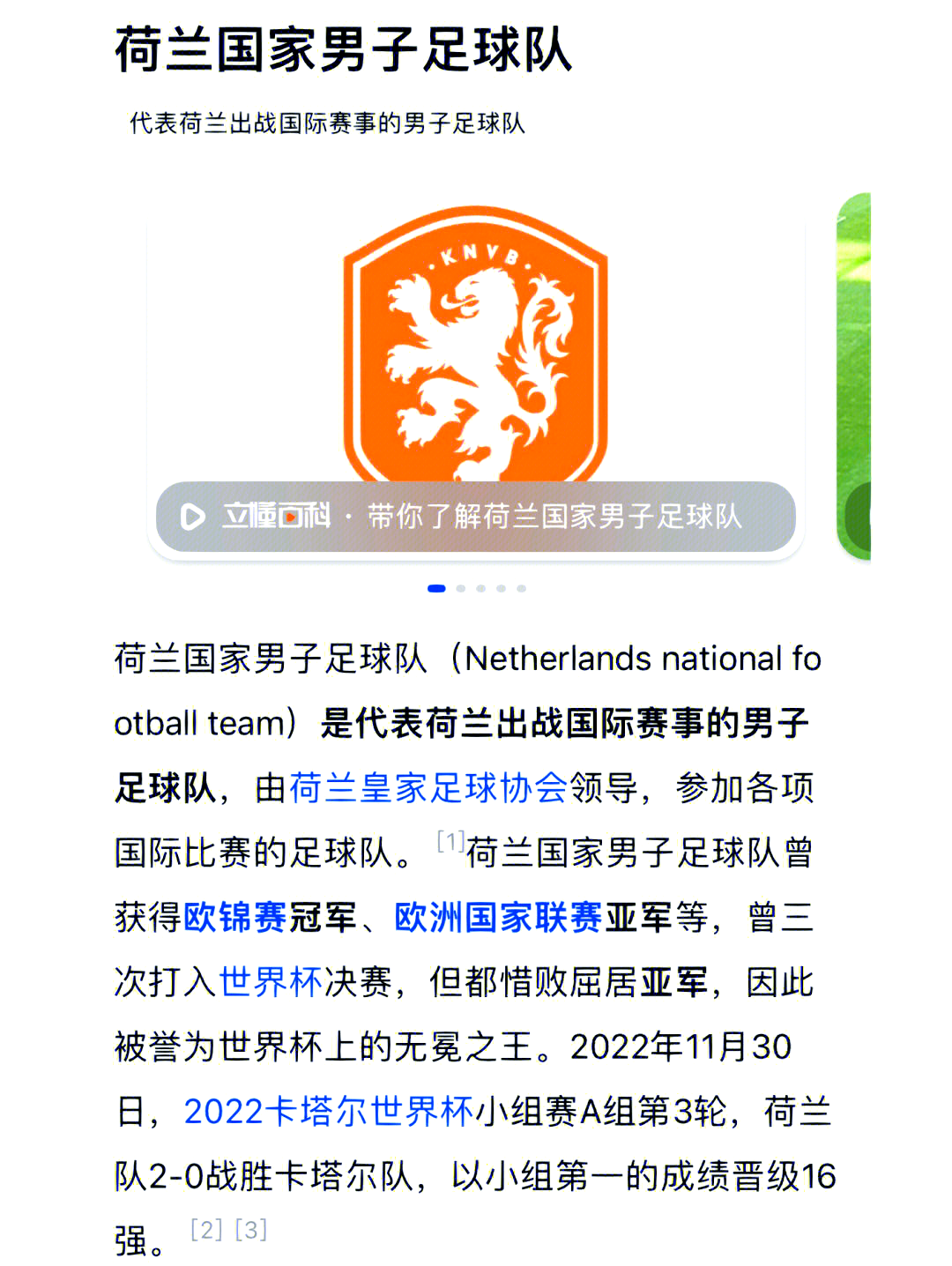 包含荷兰队击败奥地利，晋级之路再添一胜的词条